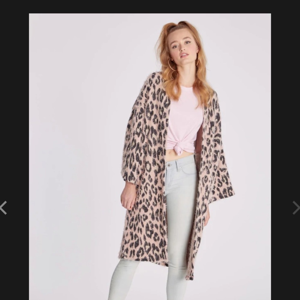 Wildfox pink leopard cardigan w tags xs